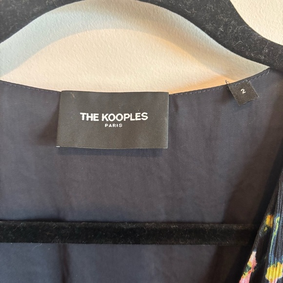 The Kooples Paris Bleu J’Espere Blue Floral Long Sleeve Ruffle Mini Dress Size 2 - Picture 13 of 15